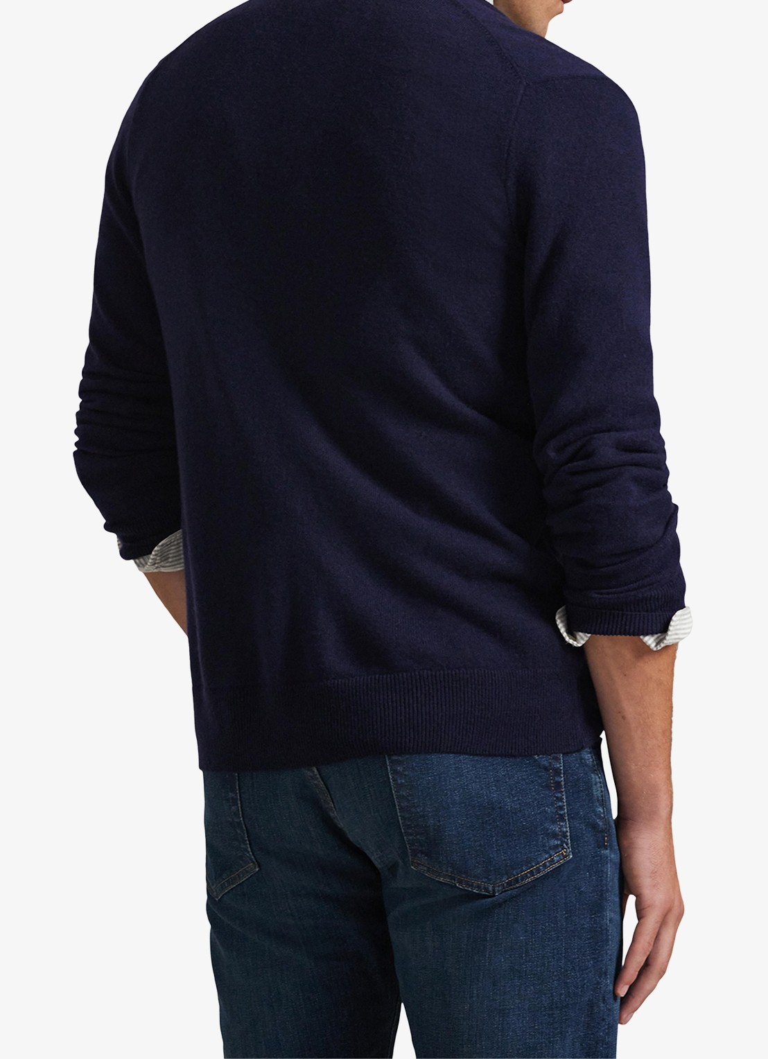 Ralph Lauren FIjngebreid vest van wol met logoborduring - achterkant 3 hunter navy / donkerblauw