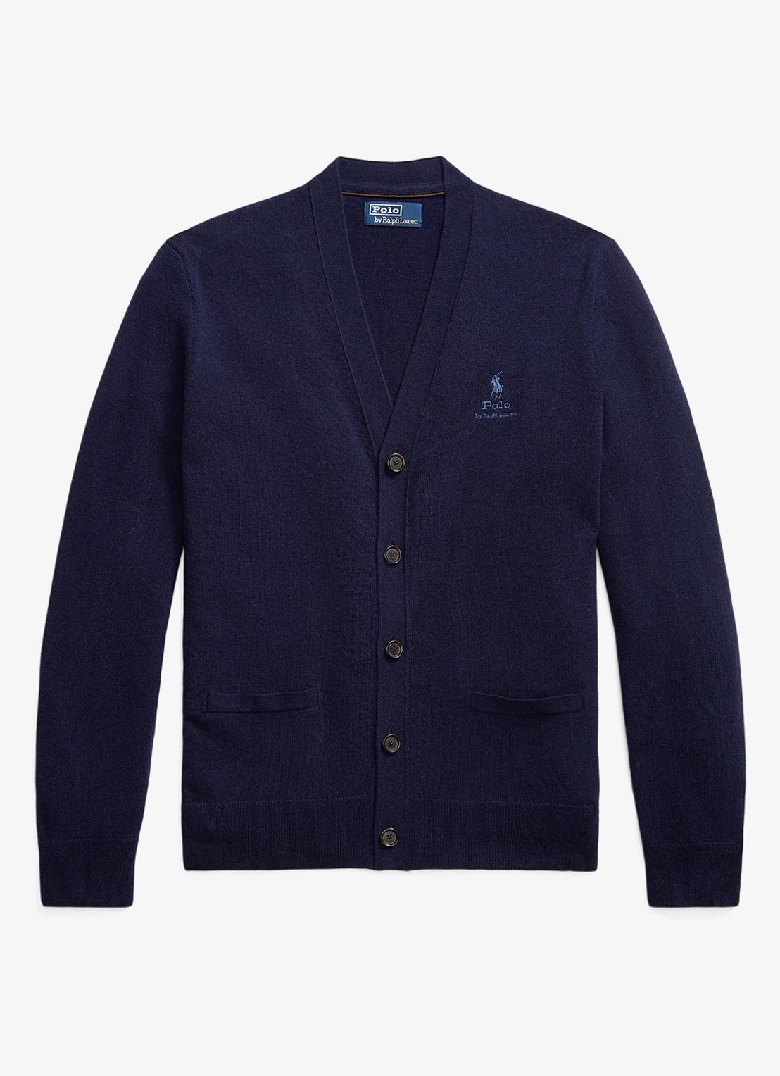 Ralph Lauren FIjngebreid vest van wol met logoborduring - voorkant hunter navy / donkerblauw