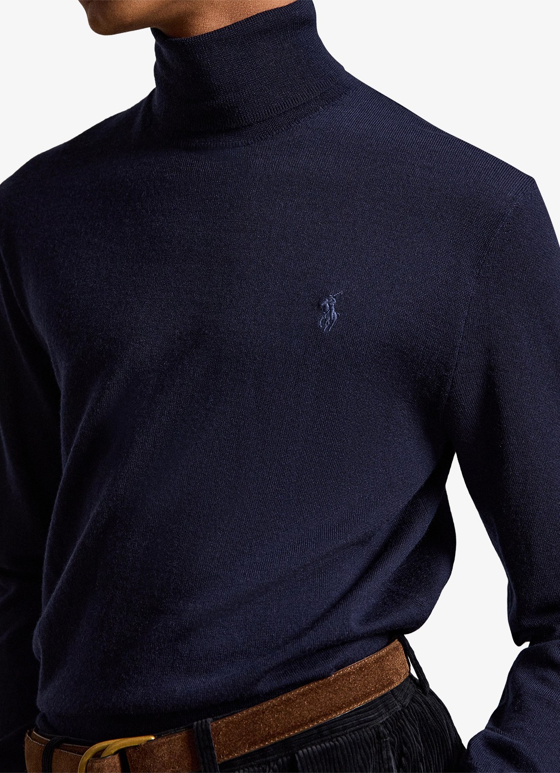 Ralph Lauren Fijngebreide coltrui van wol met logoborduring - detail 2 hunter navy / donkerblauw