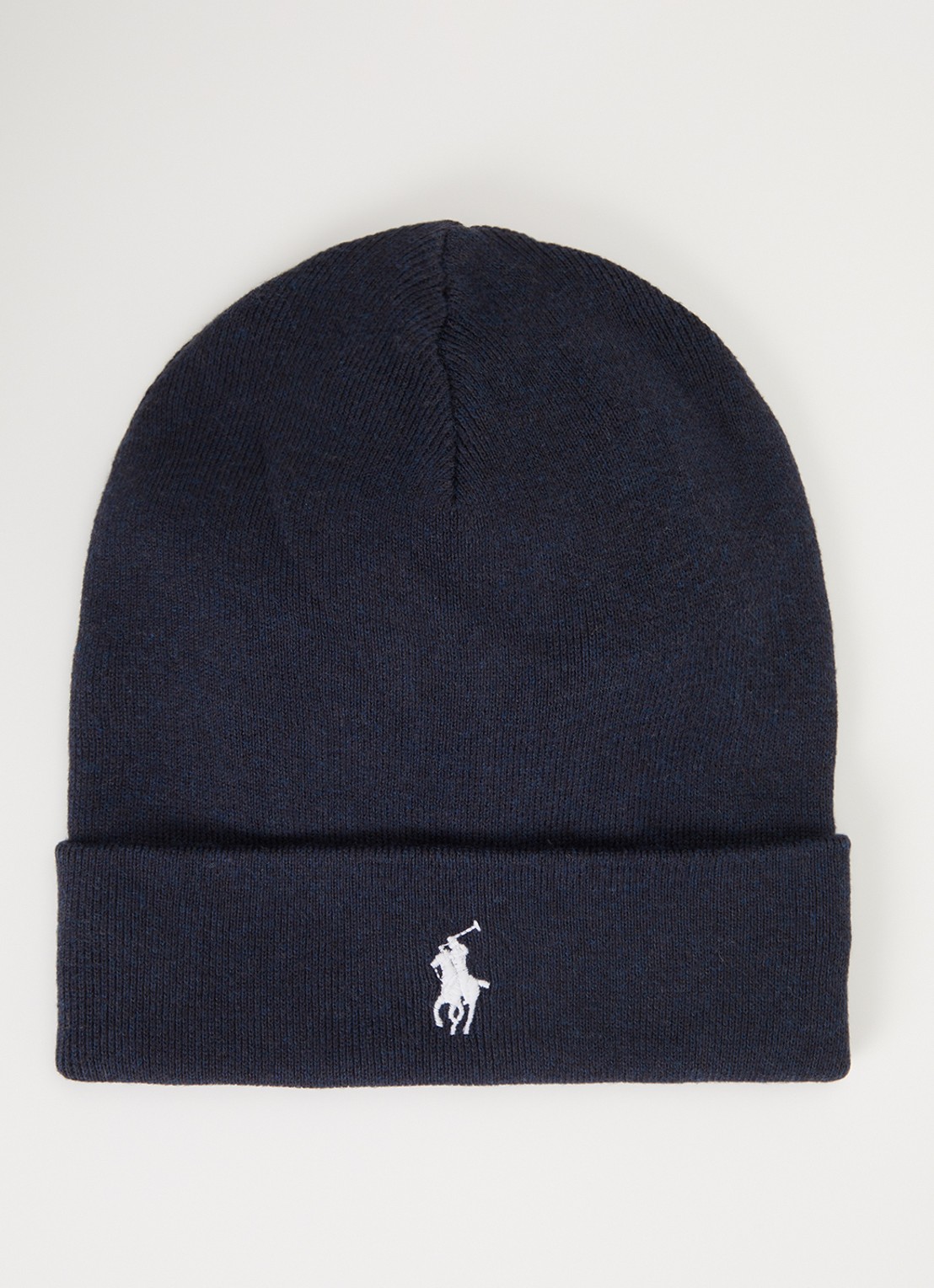 Ralph Lauren Fijngebreide muts met logo  - voorkant donkerblauw