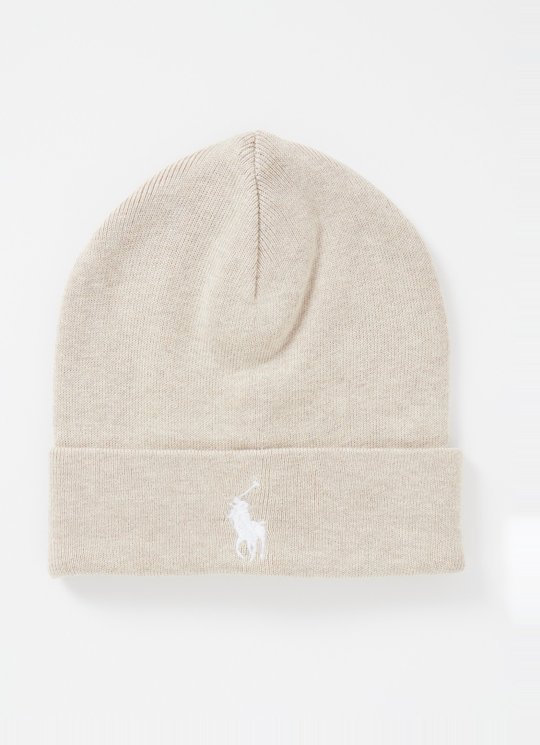 Ralph Lauren Fijngebreide muts met logoborduring  - voorkant donkerbeige