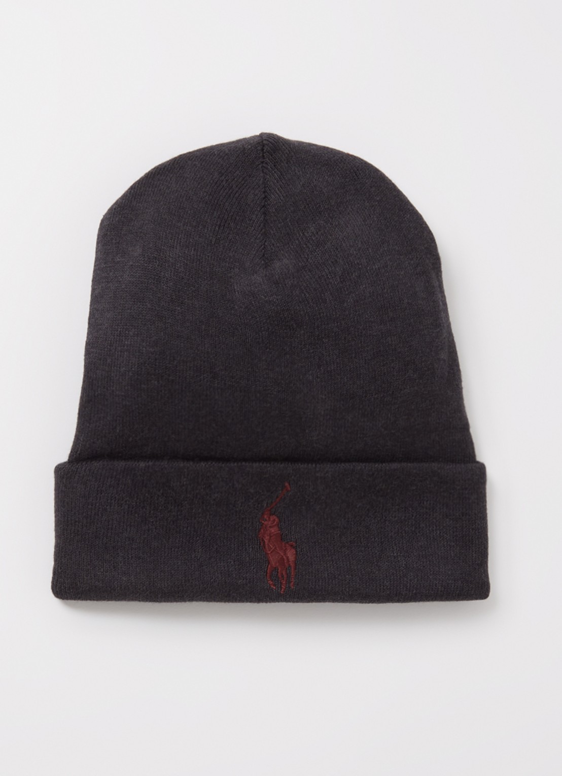 Ralph Lauren Fijngebreide muts met logoborduring  - voorkant grijs