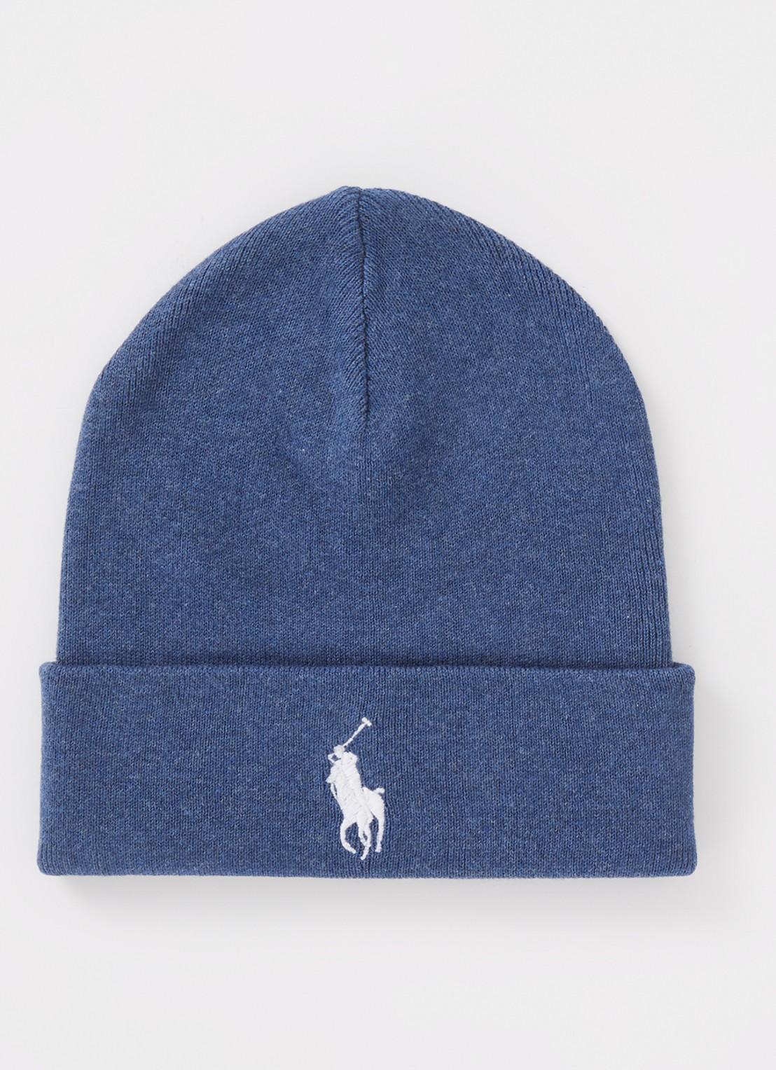 Ralph Lauren Fijngebreide muts met logoborduring  - voorkant blauw