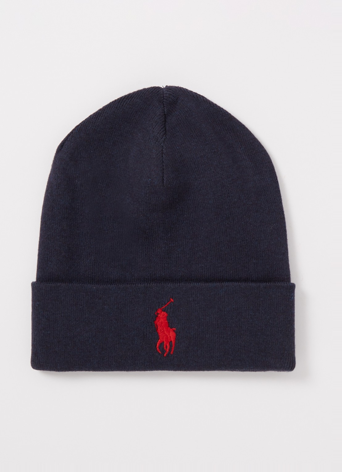 Ralph Lauren Fijngebreide muts met logoborduring  - voorkant donkerblauw