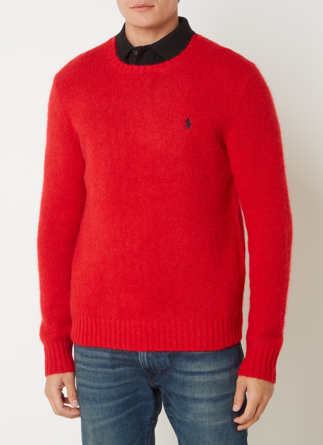 Ralph Lauren Fijngebreide pullover in alpaca wolblend met logoborduring - detail 2 rl 2000 red / rood