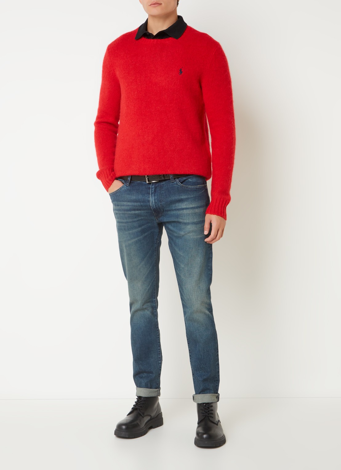 Ralph Lauren Fijngebreide pullover in alpaca wolblend met logoborduring - voorkant 4 rl 2000 red / rood