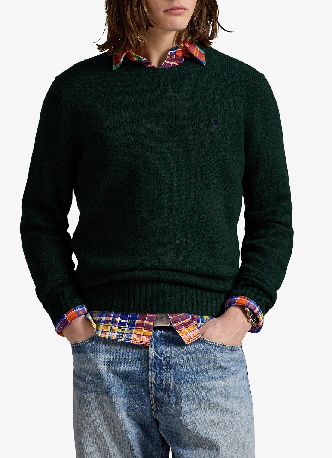 Ralph Lauren Fijngebreide pullover in alpaca wolblend met logoborduring - detail 2 moss agate / mosgroen
