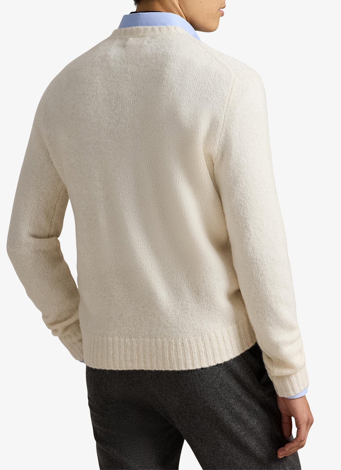 Ralph Lauren Fijngebreide pullover in alpaca wolblend met logoborduring - achterkant 6 cream tonal / creme