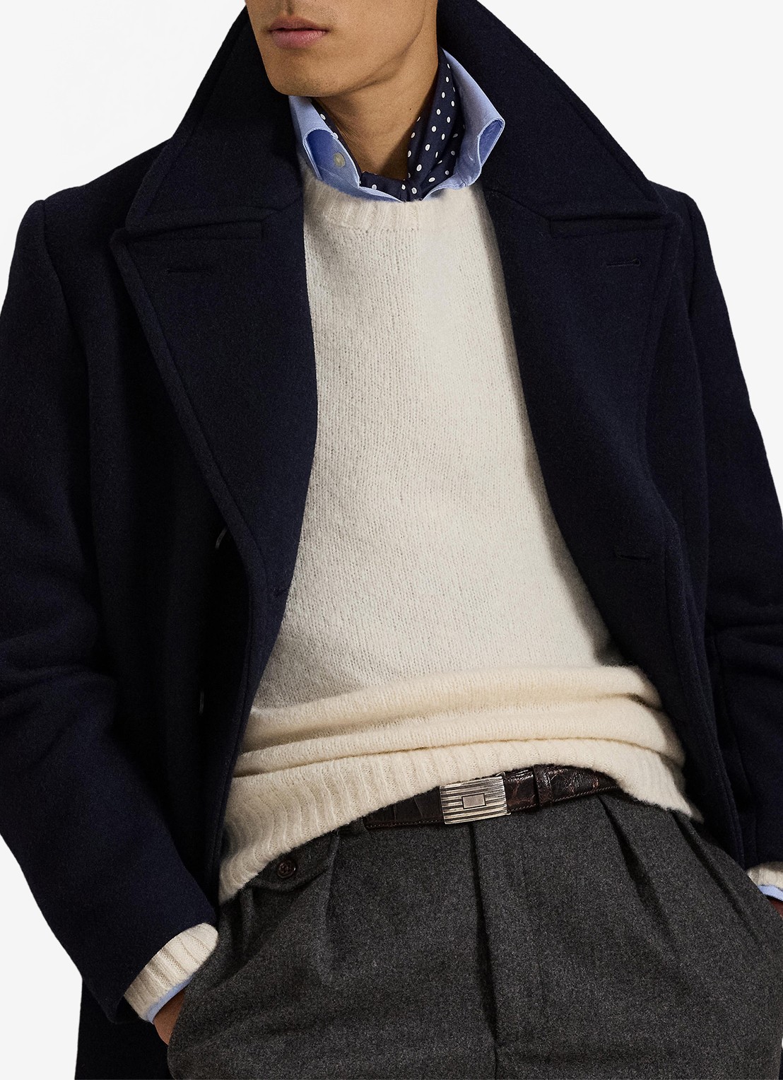 Ralph Lauren Fijngebreide pullover in alpaca wolblend met logoborduring - detail 2 cream tonal / creme
