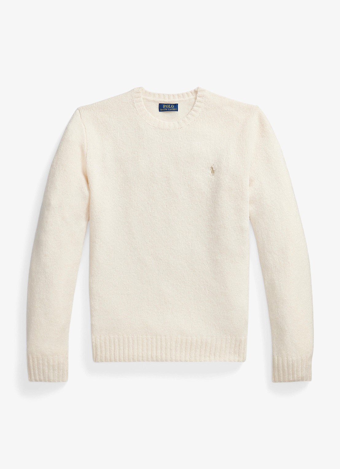 Ralph Lauren Fijngebreide pullover in alpaca wolblend met logoborduring - voorkant 4 cream tonal / creme