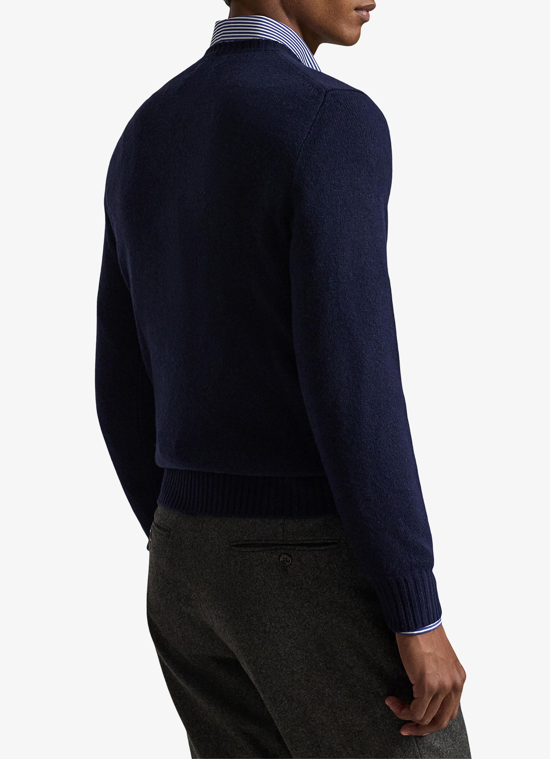Ralph Lauren Fijngebreide pullover in kasjmierblend met logoborduring - achterkant 4 hunter navy / donkerblauw