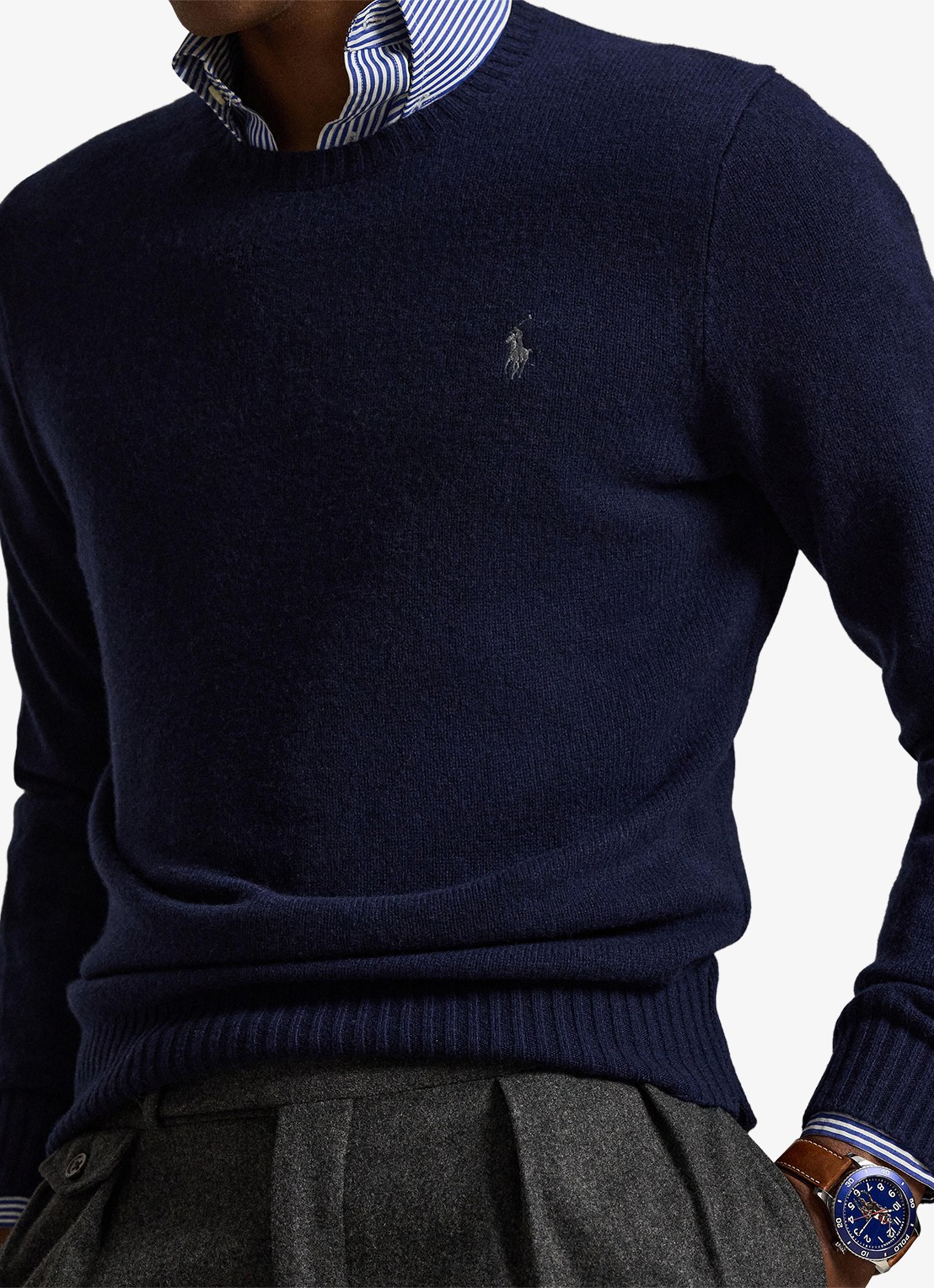 Ralph Lauren Fijngebreide pullover in kasjmierblend met logoborduring - detail 2 hunter navy / donkerblauw