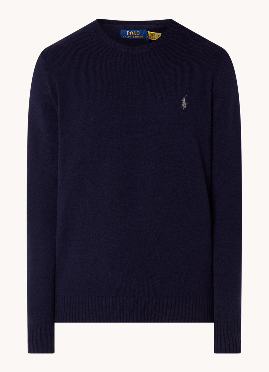 Ralph Lauren Fijngebreide pullover in kasjmierblend met logoborduring - voorkant 8 hunter navy / donkerblauw