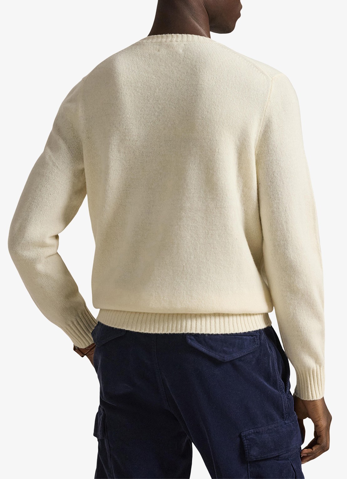 Ralph Lauren Fijngebreide pullover in kasjmierblend met logoborduring - achterkant andover cream / gebroken wit