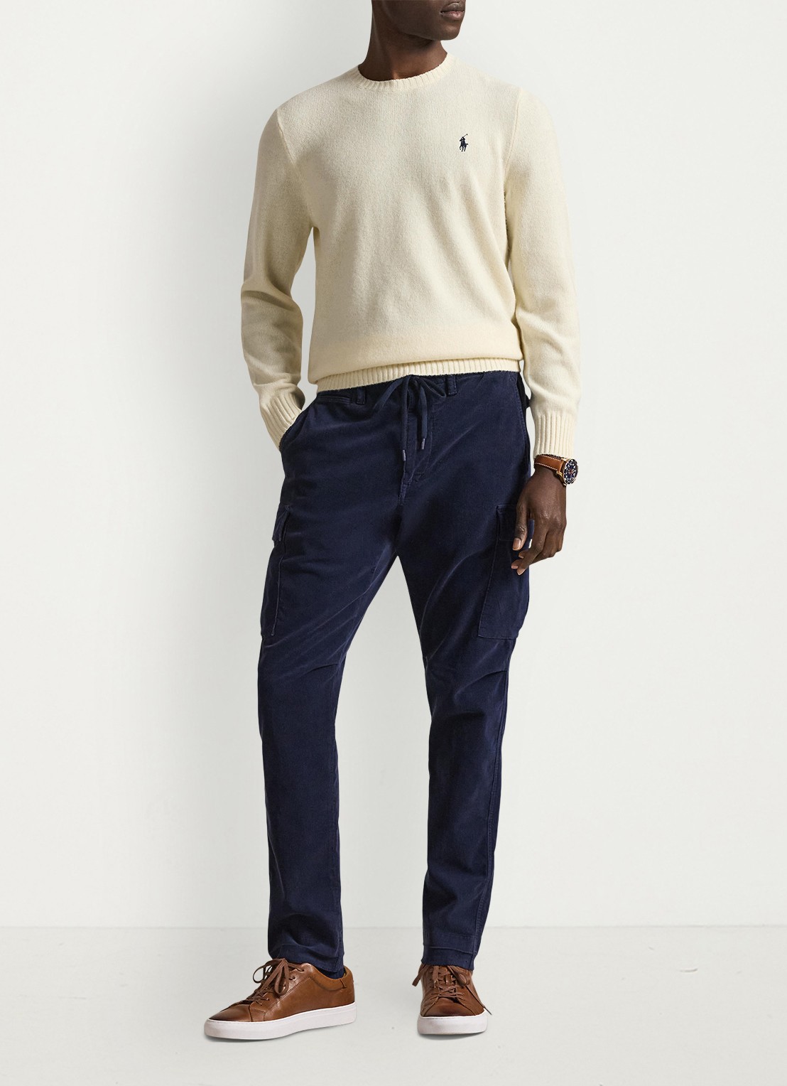 Ralph Lauren Fijngebreide pullover in kasjmierblend met logoborduring - voorkant 7 andover cream / gebroken wit