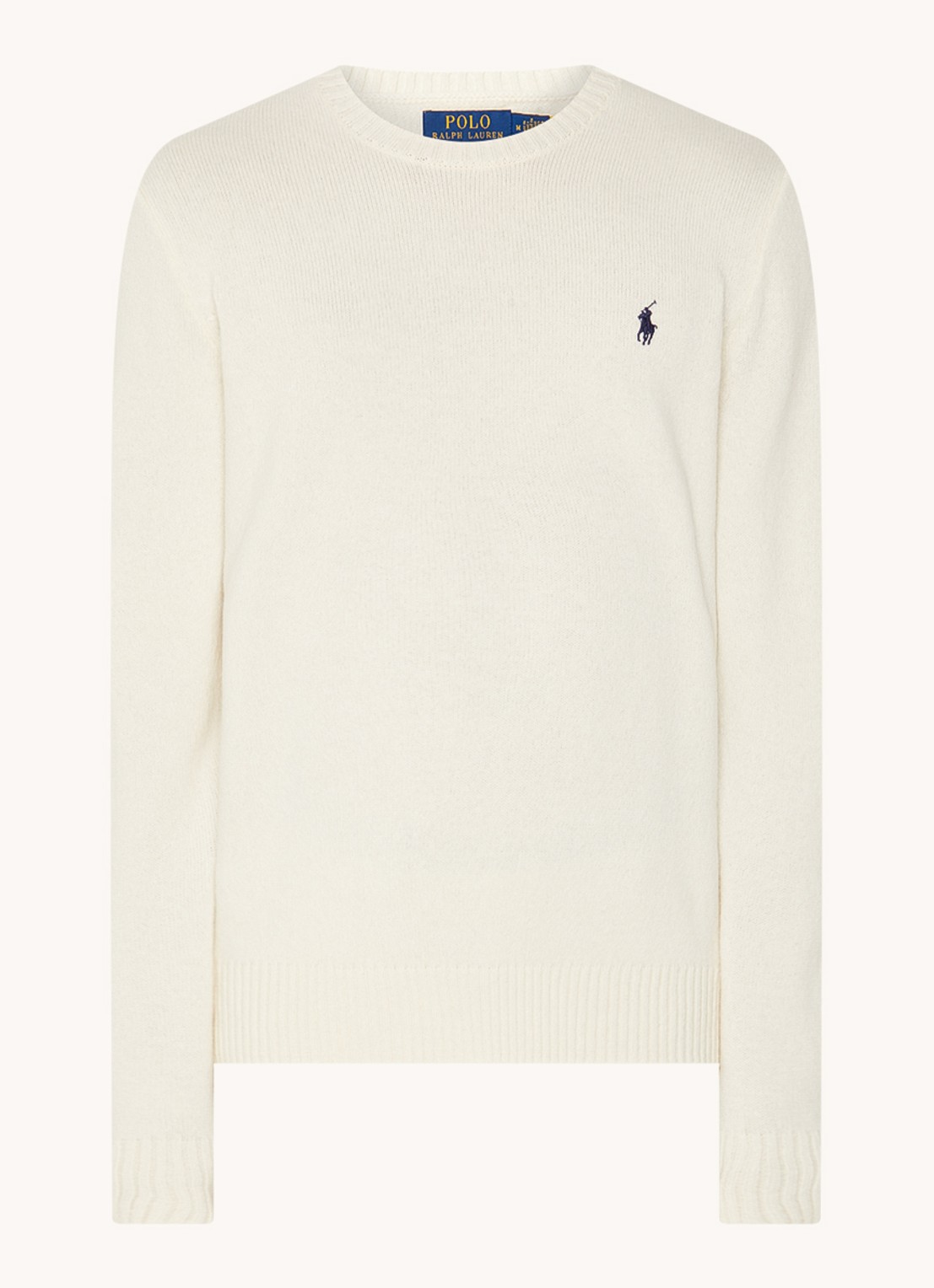 Ralph Lauren Fijngebreide pullover in kasjmierblend met logoborduring - voorkant 8 andover cream / gebroken wit