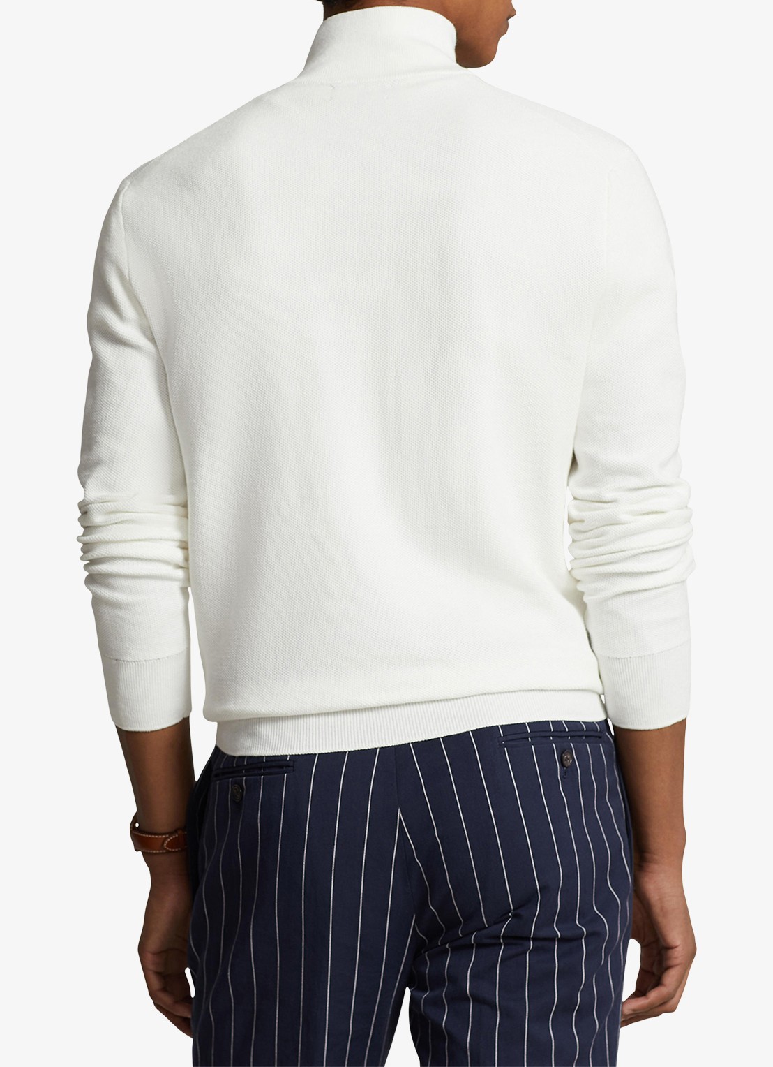Ralph Lauren Fijngebreide pullover met halve rits en logoborduring - achterkant deckwash white / wit