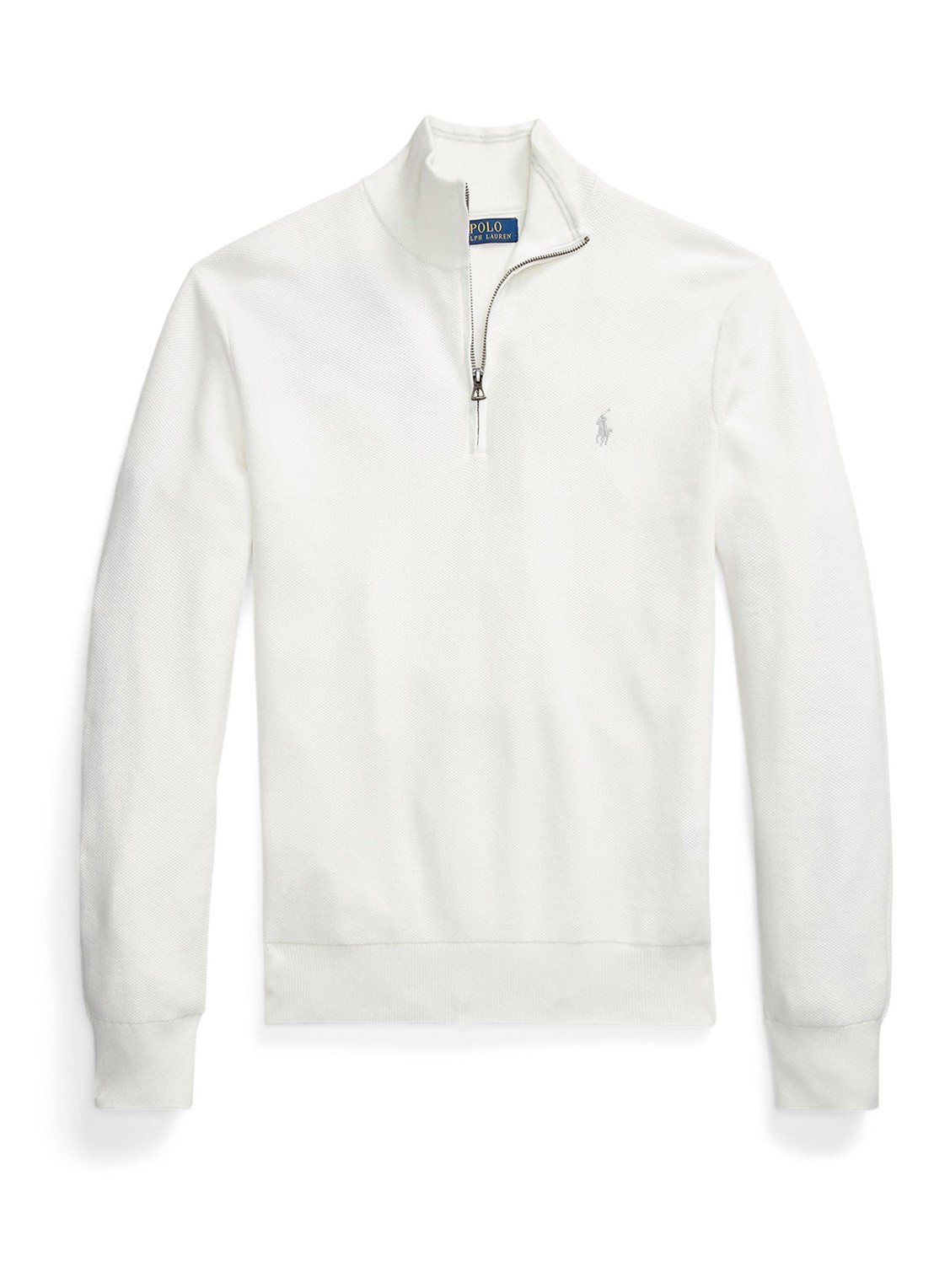 Ralph Lauren Fijngebreide pullover met halve rits en logoborduring - voorkant 2 deckwash white / wit