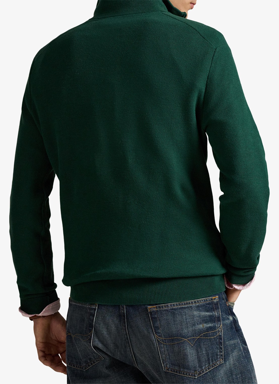 Ralph Lauren Fijngebreide pullover met halve rits en logoborduring - achterkant 3 groen