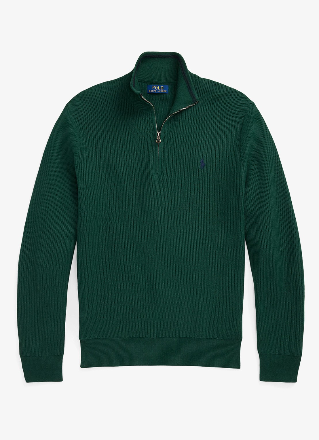 Ralph Lauren Fijngebreide pullover met halve rits en logoborduring - voorkant 4 groen