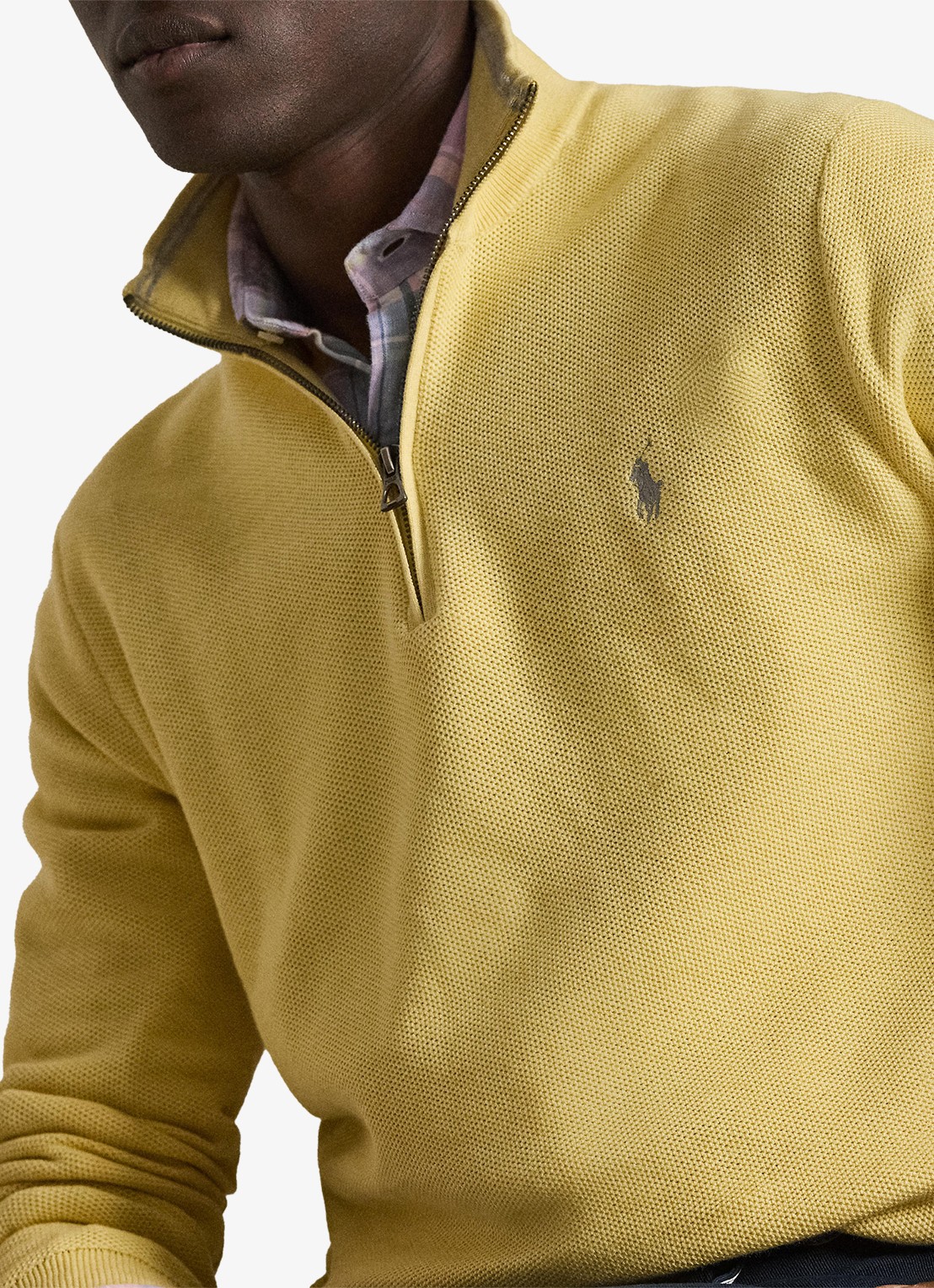 Ralph Lauren Fijngebreide pullover met halve rits en logoborduring - detail 4 soft yellow heather
