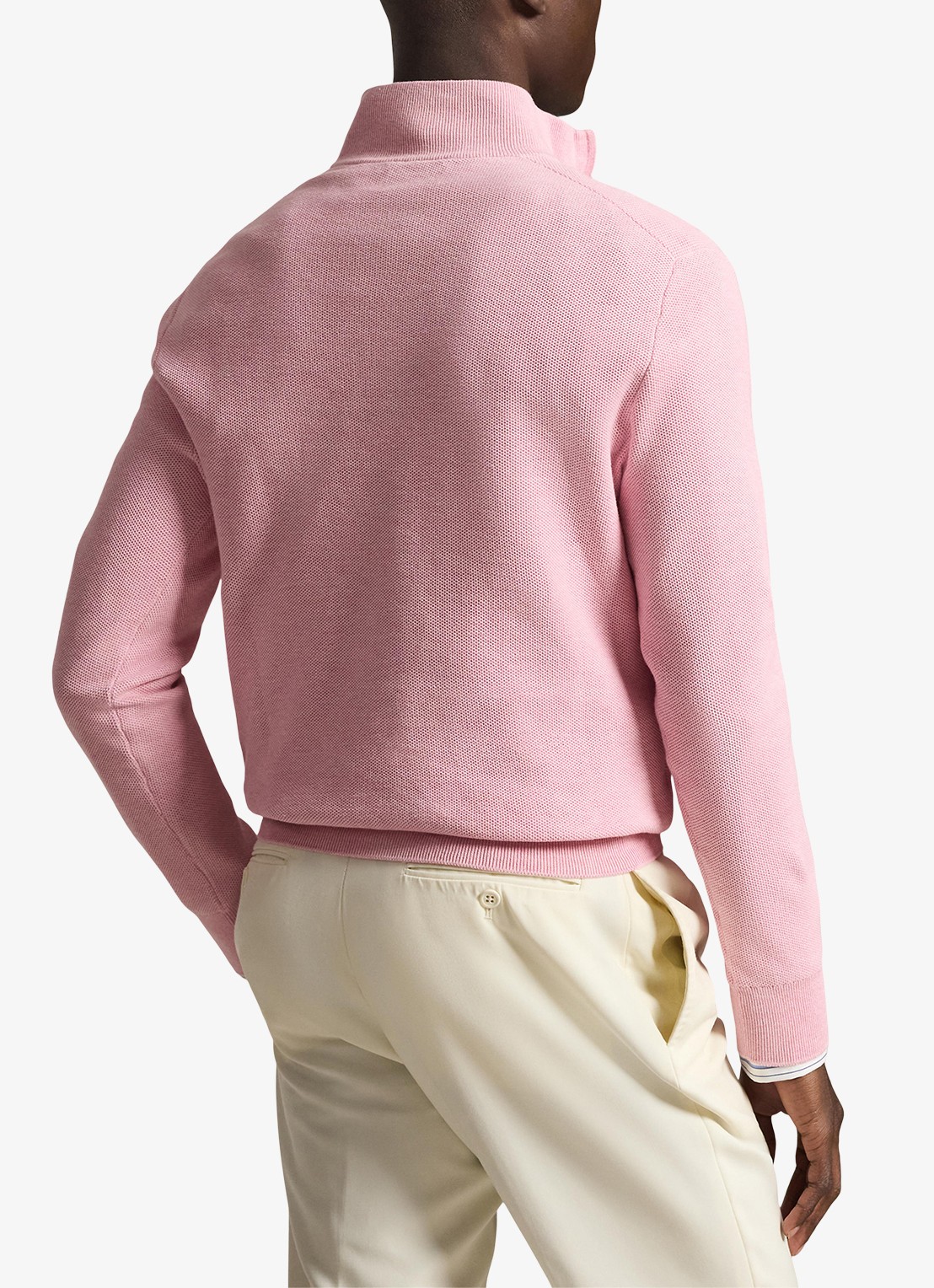 Ralph Lauren Fijngebreide pullover met halve rits en logoborduring - achterkant 3 carnation pink heather