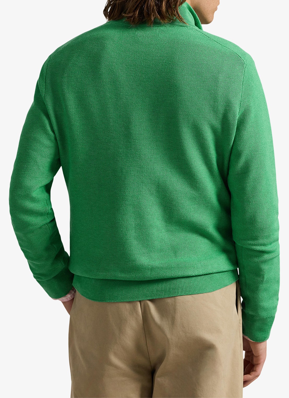 Ralph Lauren Fijngebreide pullover met halve rits en logoborduring - achterkant 5 palm green heather