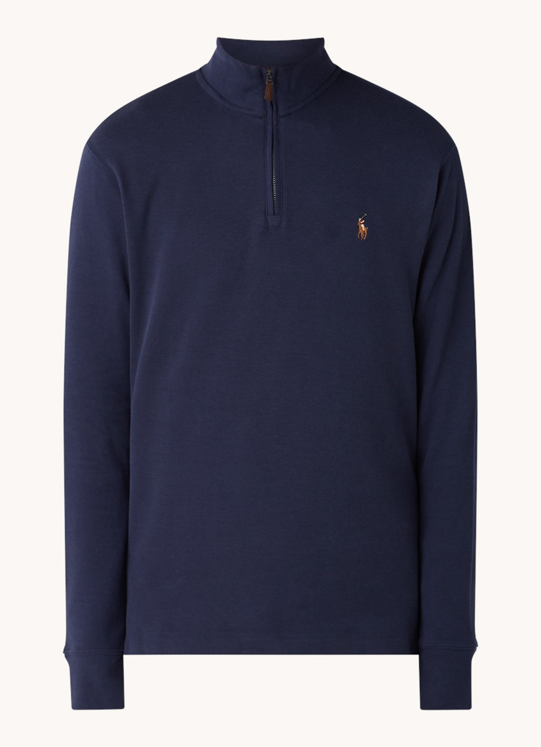 Ralph Lauren Fijngebreide pullover met halve rits  - voorkant 2 cruise navy / donkerblauw