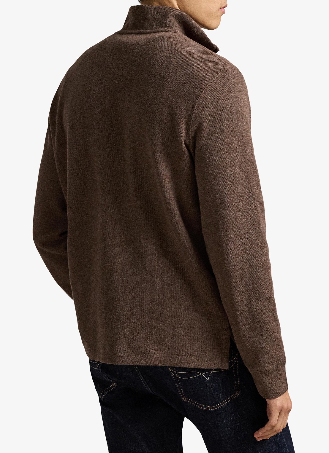Ralph Lauren Fijngebreide pullover met halve rits  - achterkant 5 nutmeg brown heather 2zao
