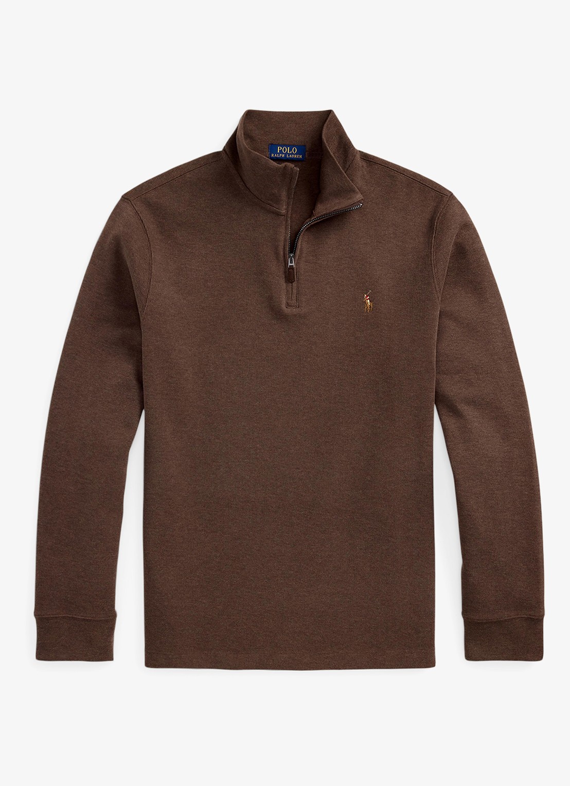 Ralph Lauren Fijngebreide pullover met halve rits  - voorkant nutmeg brown heather 2zao