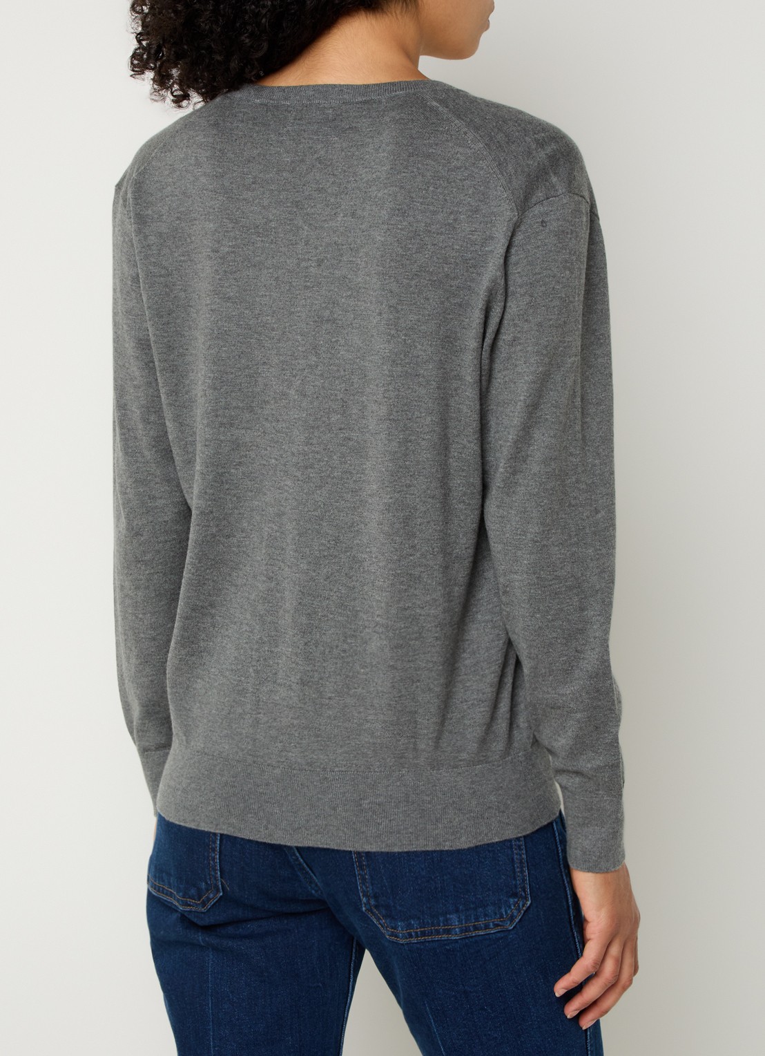 Ralph Lauren Fijngebreide pullover met logoborduring - achterkant grijs