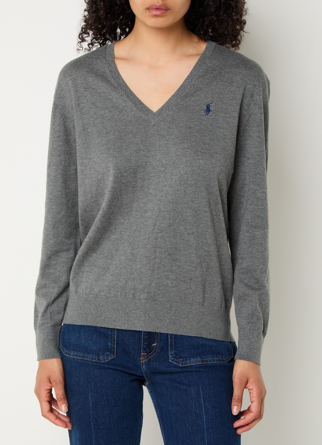 Ralph Lauren Fijngebreide pullover met logoborduring - detail 2 grijs