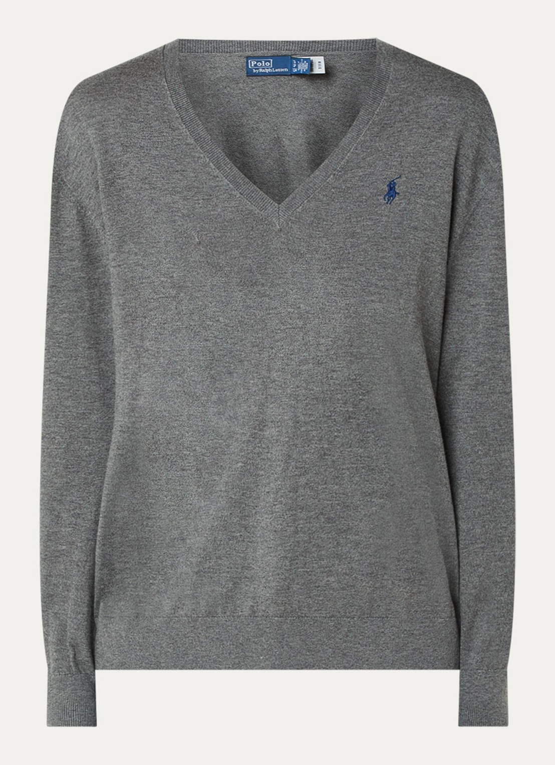 Ralph Lauren Fijngebreide pullover met logoborduring - voorkant 3 grijs