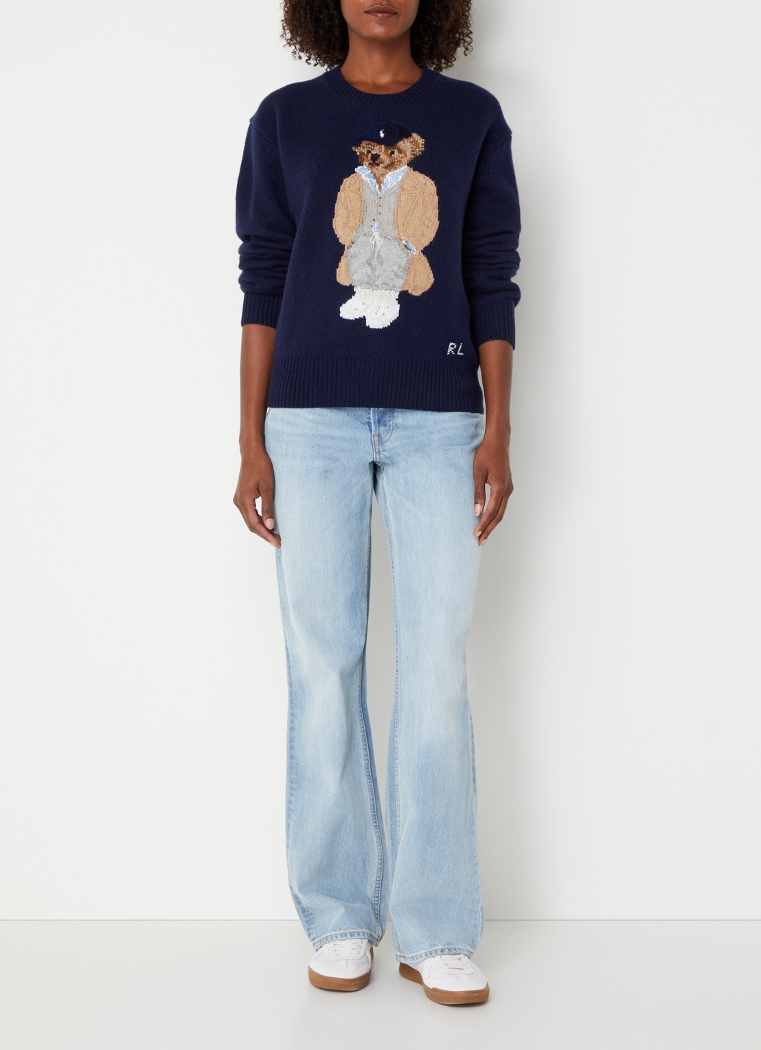 Ralph Lauren Fijngebreide pullover met logoborduring - voorkant 2 donkerblauw
