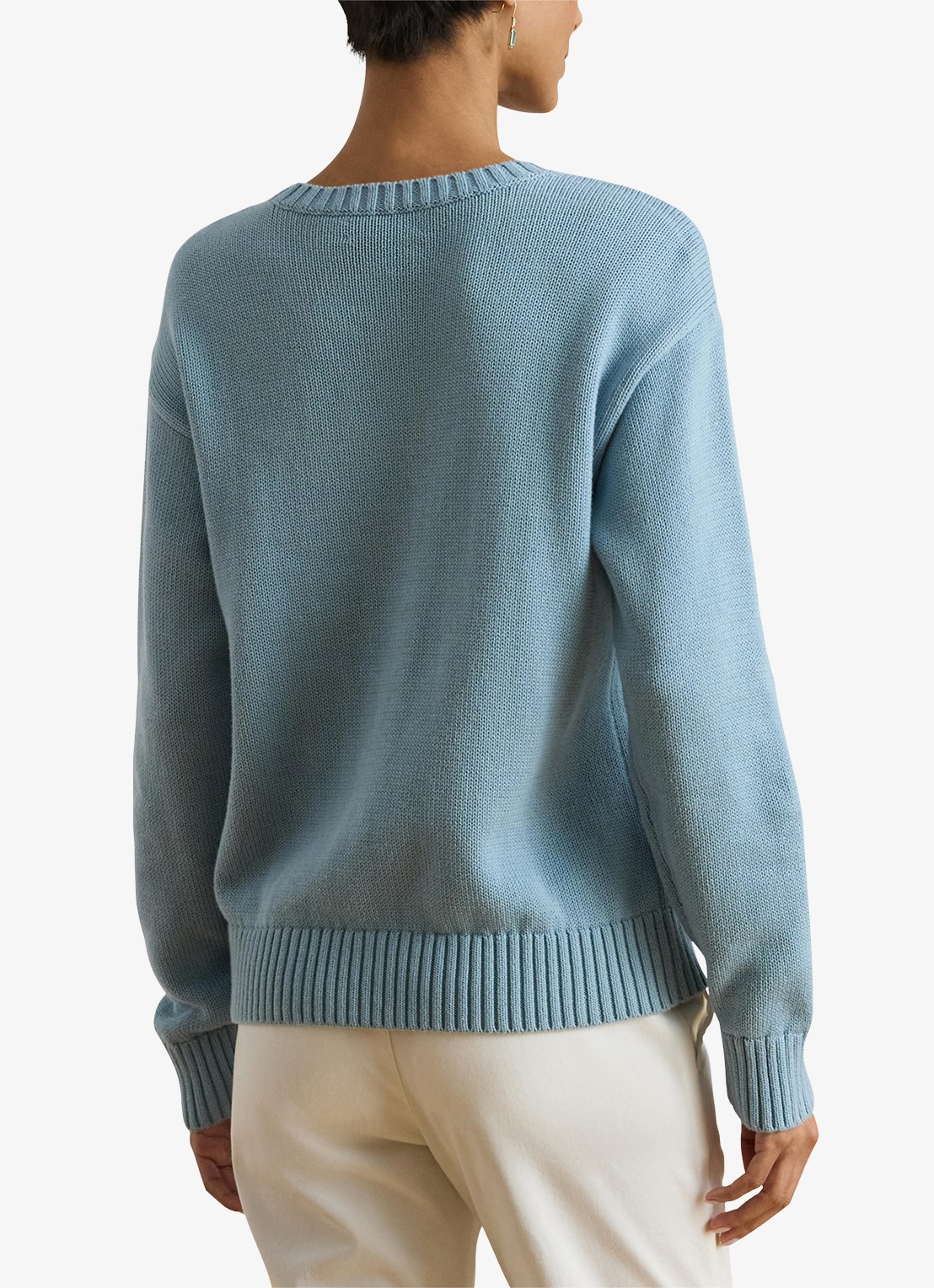 Ralph Lauren Fijngebreide pullover met logoborduring - achterkant 2 blue note / blauw