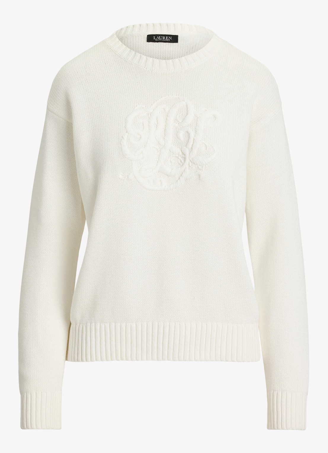 Ralph Lauren Fijngebreide pullover met logoborduring - voorkant 3 wit