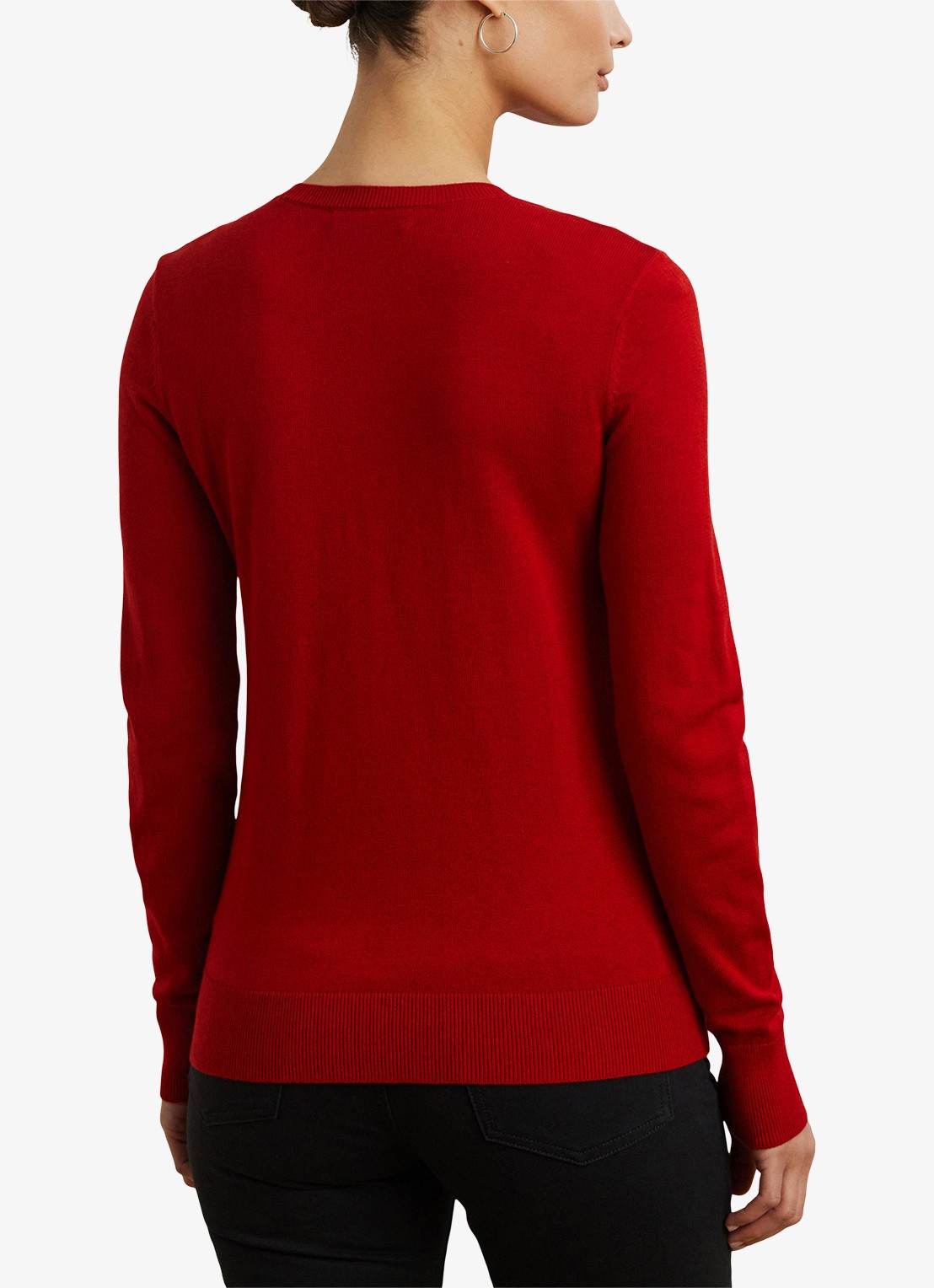 Ralph Lauren Fijngebreide pullover met stretch - achterkant 5 madison red / rood