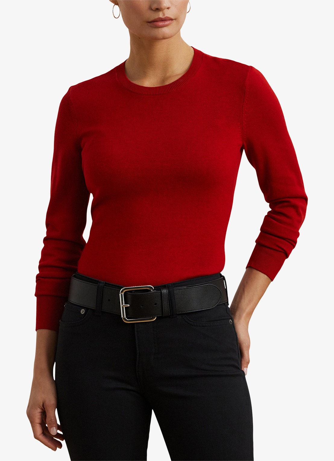 Ralph Lauren Fijngebreide pullover met stretch - detail madison red / rood