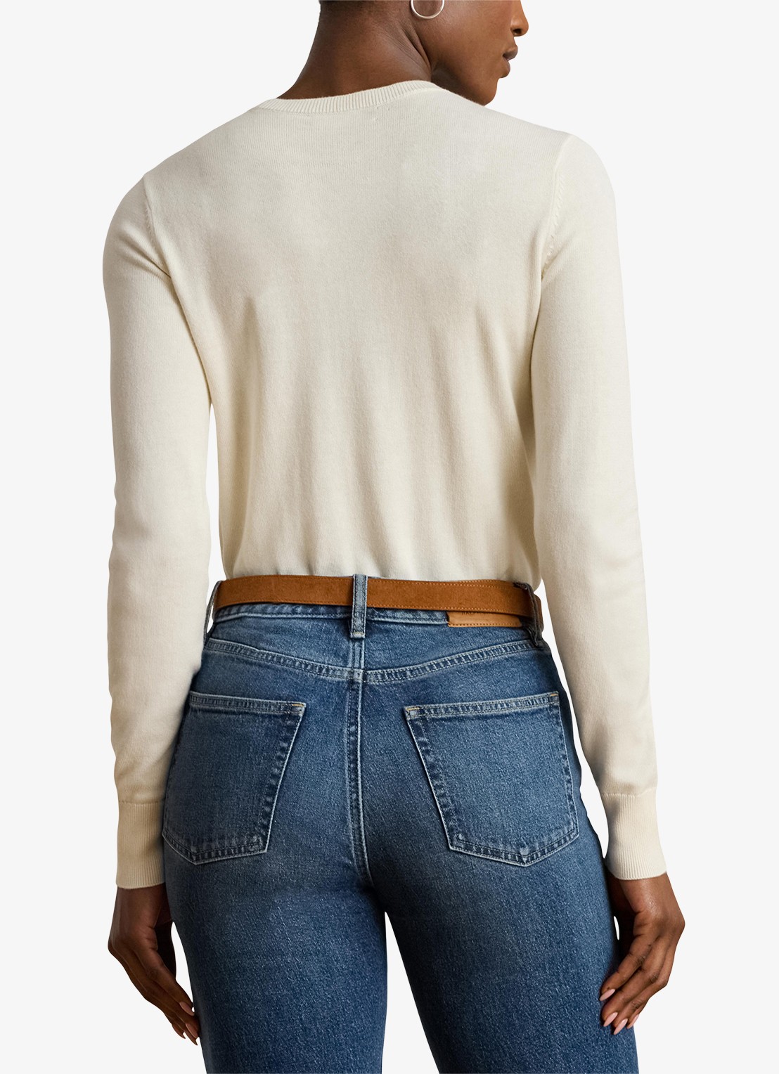 Ralph Lauren Fijngebreide pullover met stretch - achterkant 5 mascarpone cream / creme