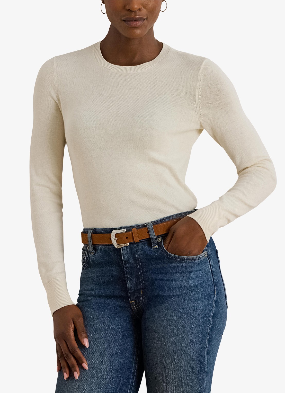 Ralph Lauren Fijngebreide pullover met stretch - detail 3 mascarpone cream / creme
