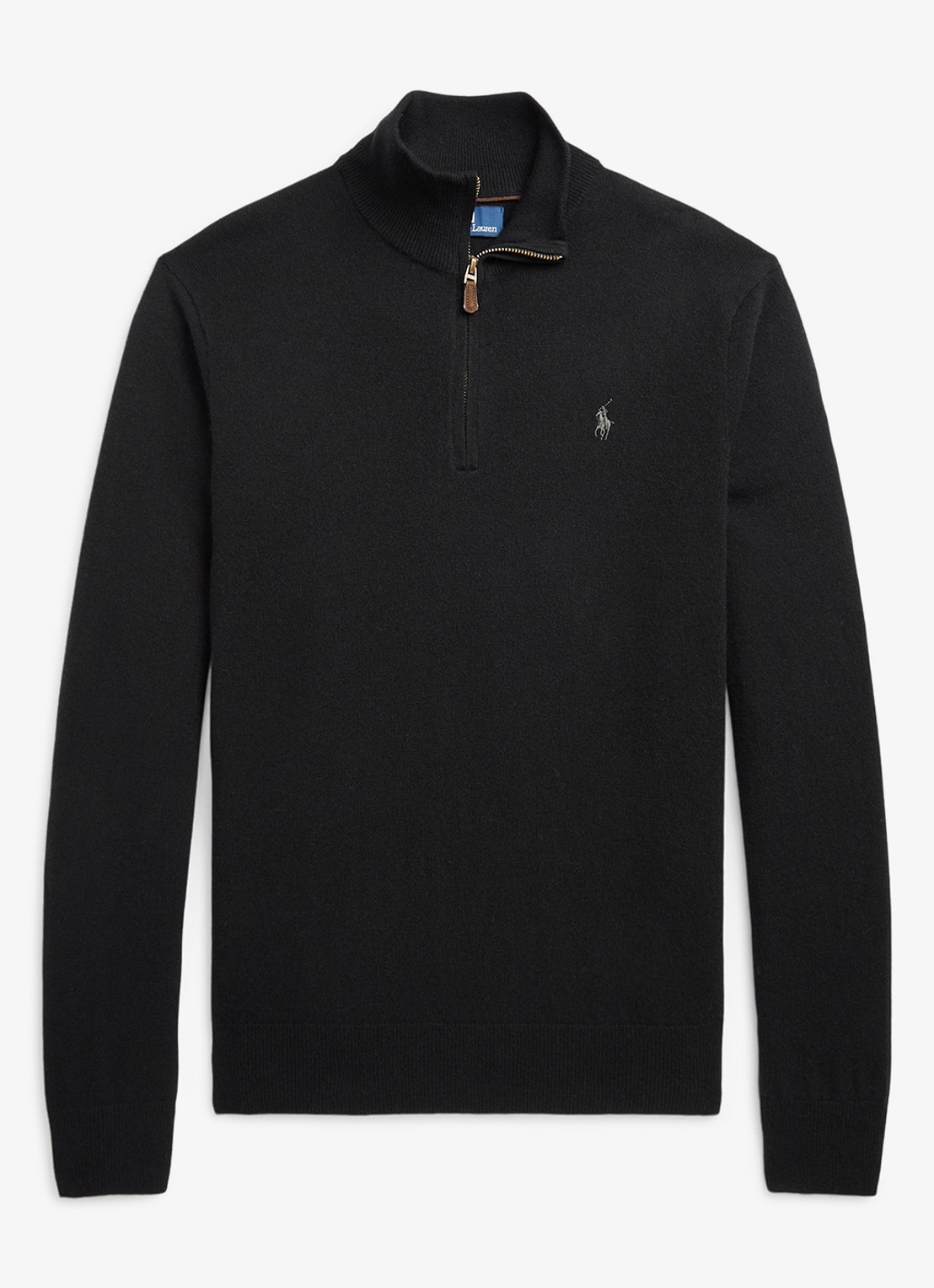 Ralph Lauren Fijngebreide pullover van wol met halve rits - voorkant 4 zwart
