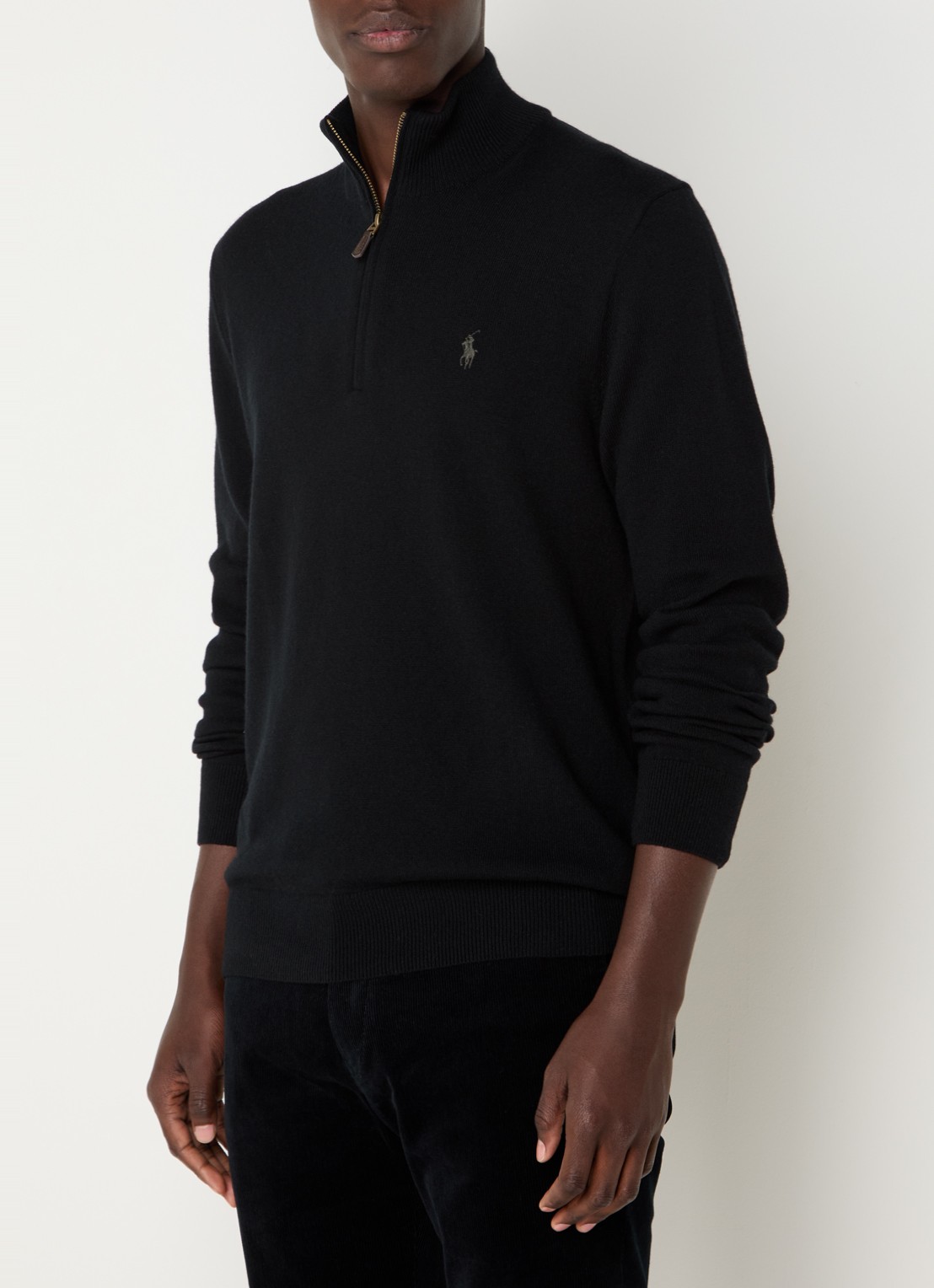 Ralph Lauren Fijngebreide pullover van wol met halve rits - detail 3 zwart