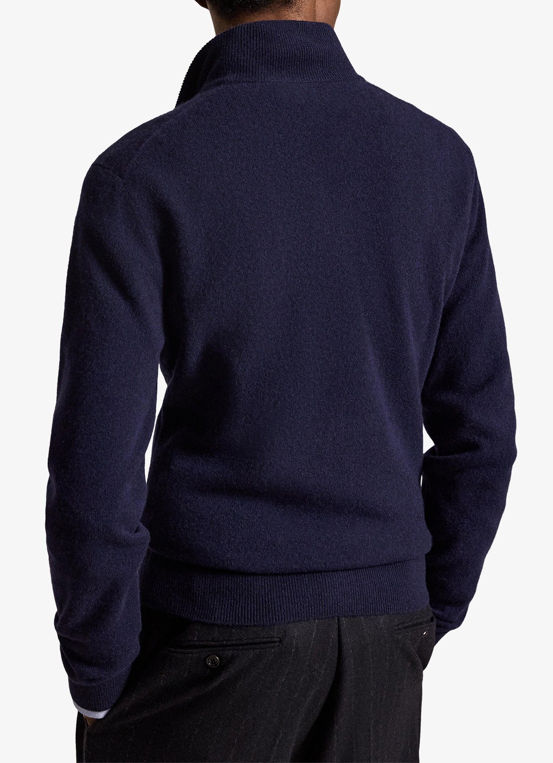 Ralph Lauren Fijngebreide pullover van wol met halve rits - achterkant hunter navy / donkerblauw