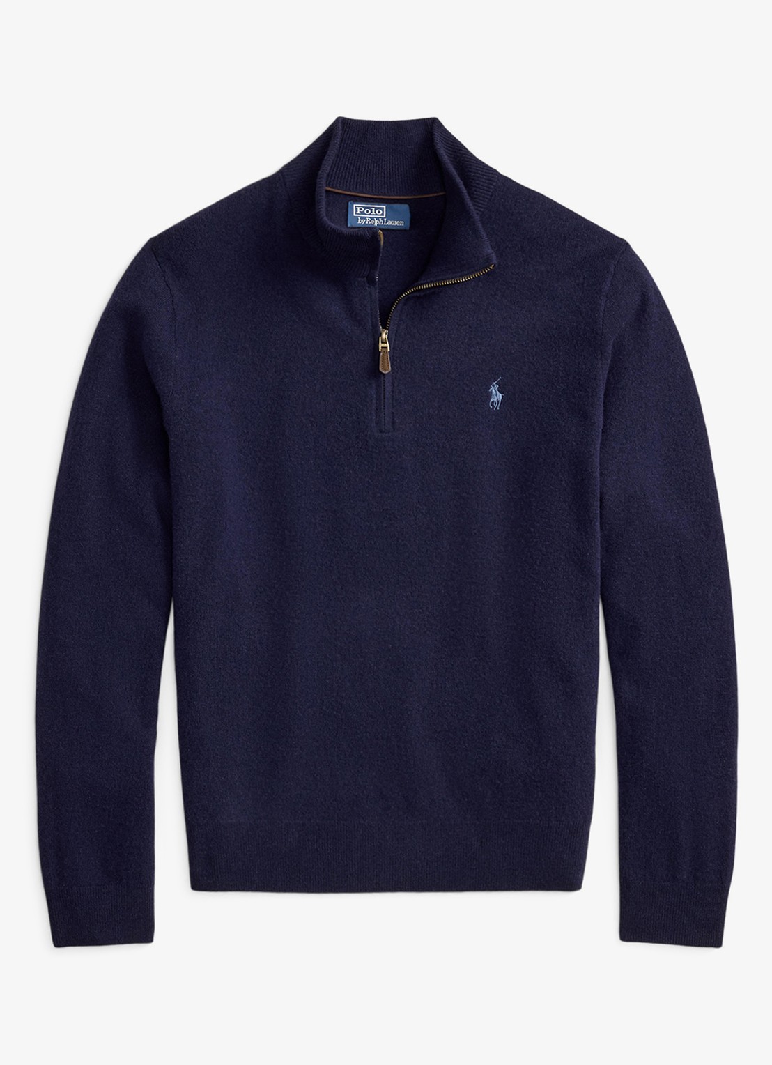 Ralph Lauren Fijngebreide pullover van wol met halve rits - voorkant 4 hunter navy / donkerblauw