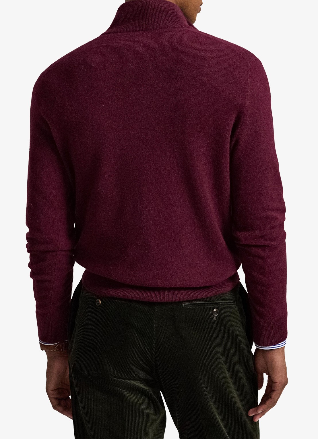Ralph Lauren Fijngebreide pullover van wol met halve rits - achterkant 5 aged wine heather / wijnrood