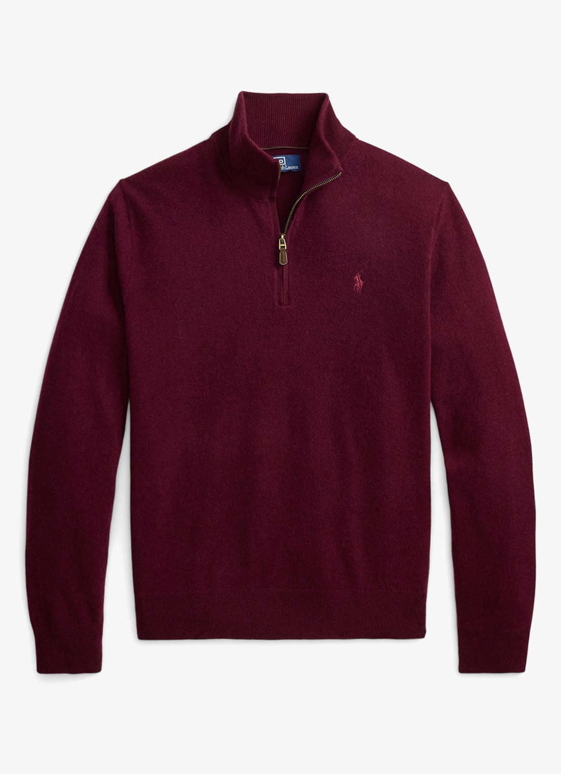Ralph Lauren Fijngebreide pullover van wol met halve rits - voorkant 3 aged wine heather / wijnrood