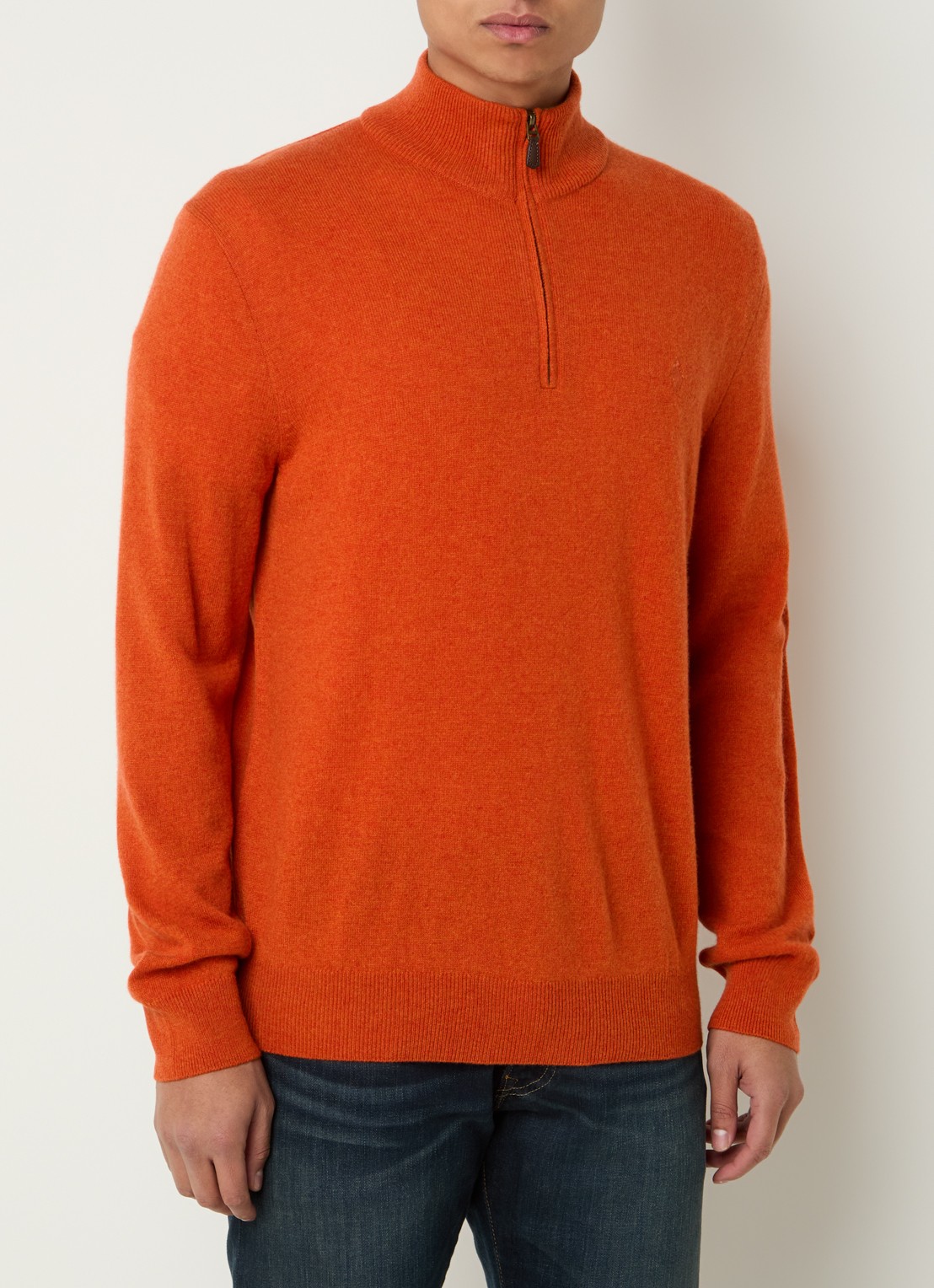 Ralph Lauren Fijngebreide pullover van wol met halve rits - detail 2 dark jaffa orange htr / oranje