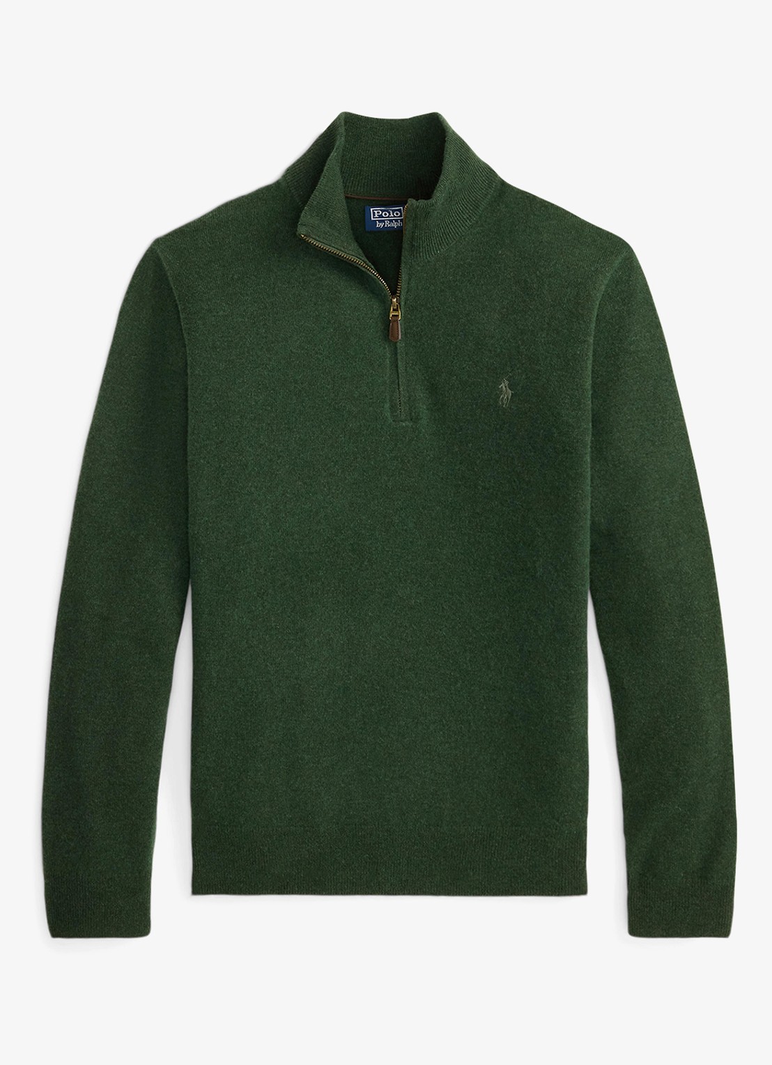 Ralph Lauren Fijngebreide pullover van wol met halve rits - voorkant lodgepole pine heather / groen