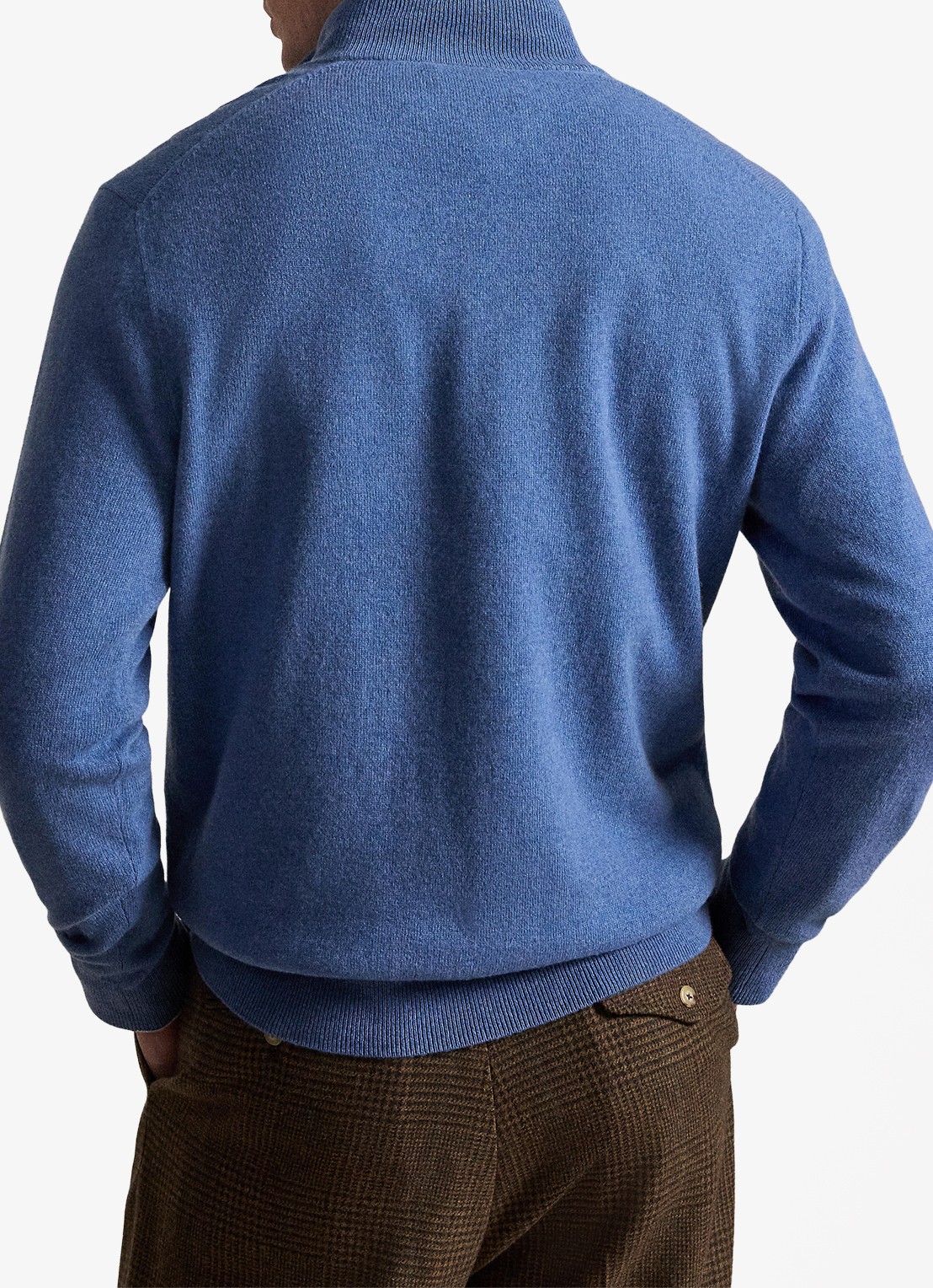 Ralph Lauren Fijngebreide pullover van wol met halve rits - achterkant 5 blue borage heather / blauw
