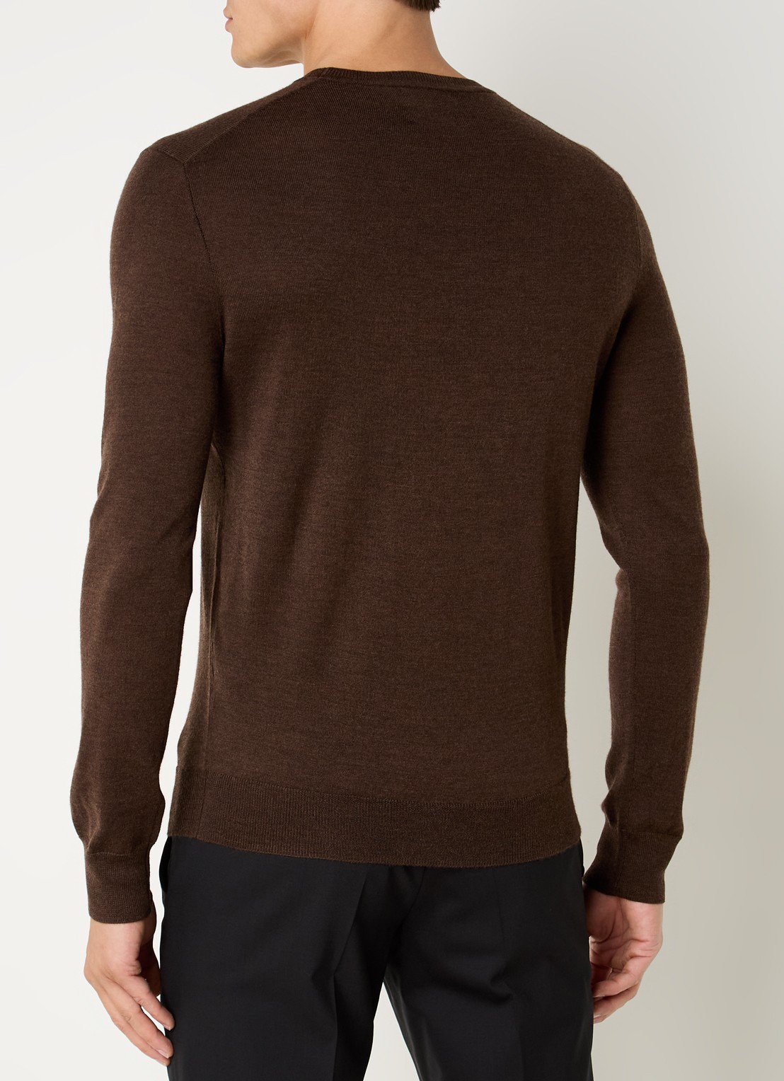 Ralph Lauren Fijngebreide pullover van wol met logo - achterkant chocoladebruin